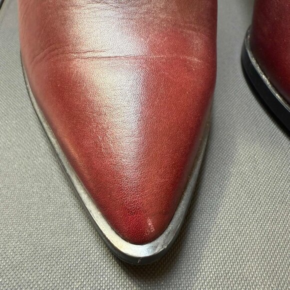 & Other Stories Oxblood Suede + Leather Booties – 90s Style with Silver Accents - Picture 5 of 15